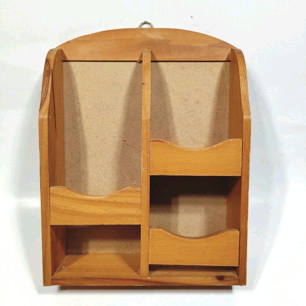 Wooden Organizer Trinket Shelf Cottagecore Grannycore Retro 3 Tier Wall Decor